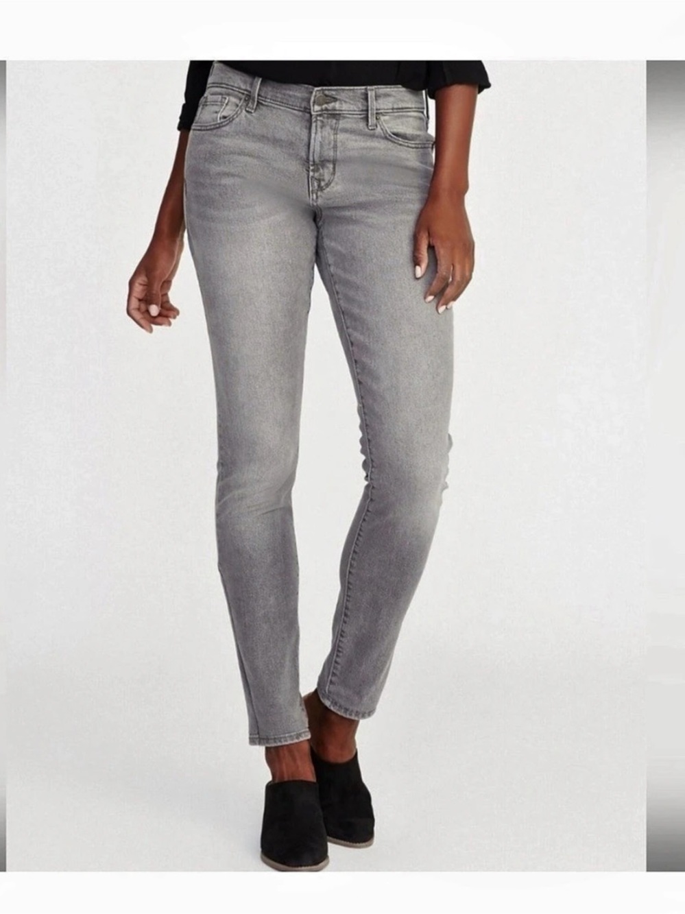 Old Navy Rockstar Mid-Rise Super Skinny Jeans Gray Waist 12 great condition